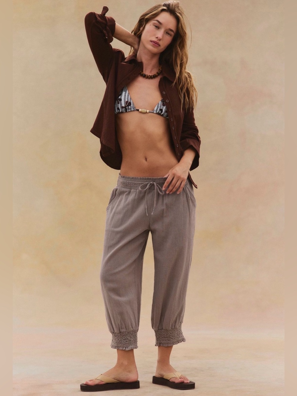 FREE PEOPLE Taye Smocked Cotton Capris - Picture 4 of 14